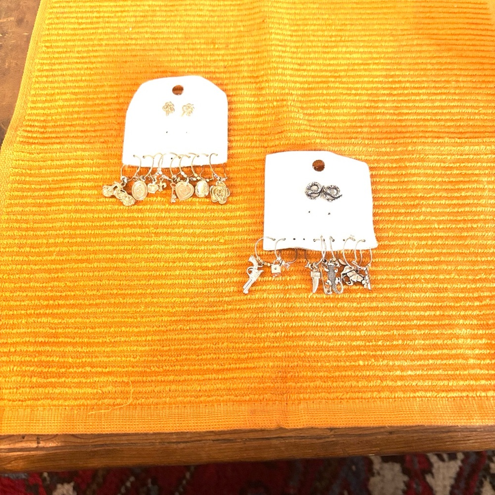 FREE PEOPLE Silver and Gold Tone Charm Earrings Set